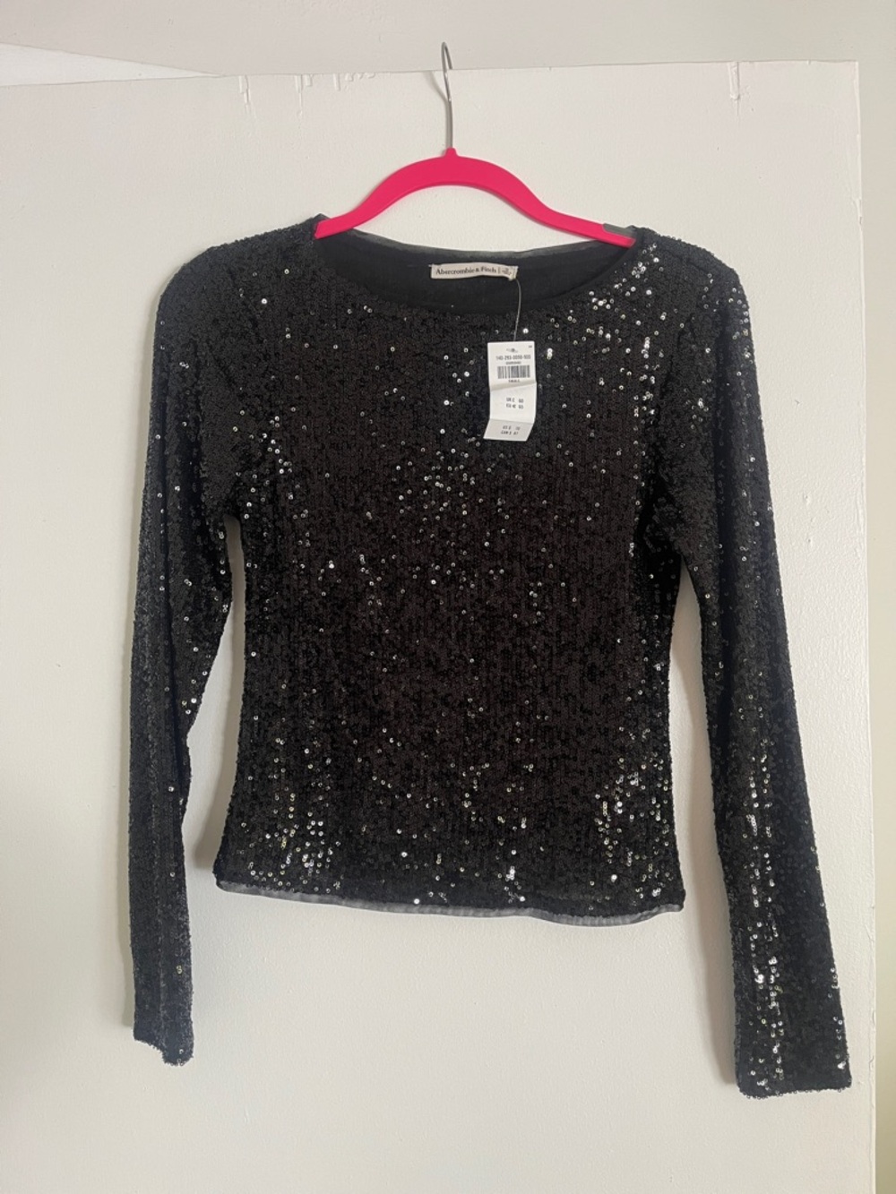 NWT Abercrombie & Fitch Black Sequin Long Sleeve Tee